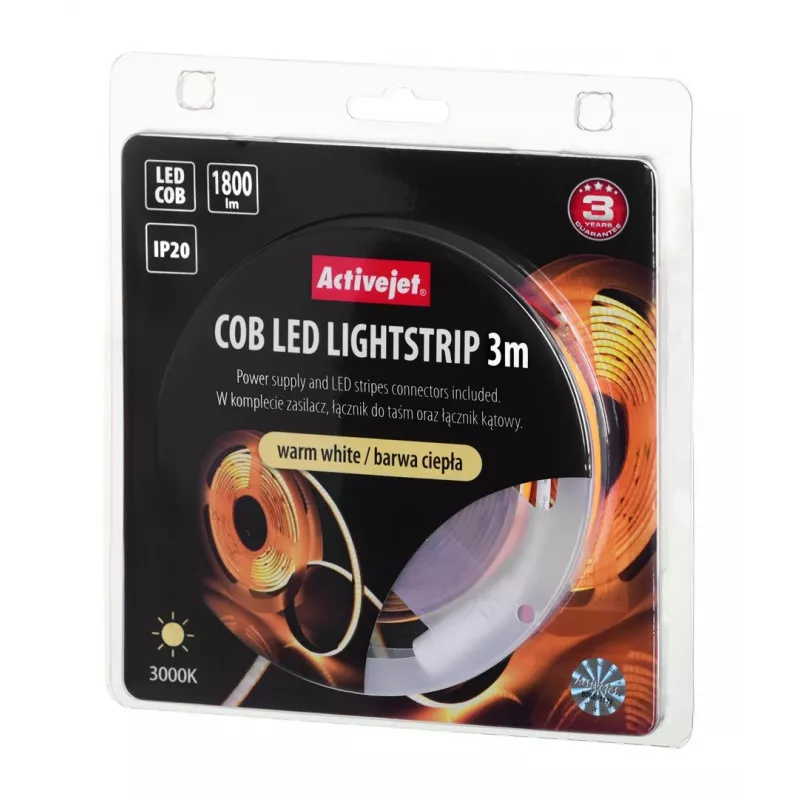 Tira LED Activejet AJE-COB 3m blanco cálido universal para interior