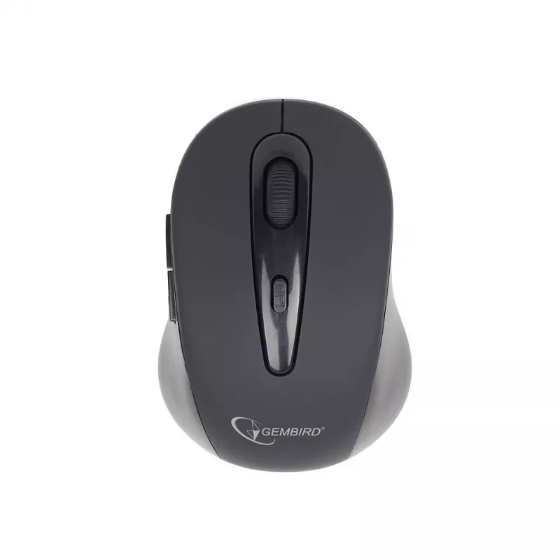 Ratón óptico inalámbrico Bluetooth GEMBIRD MUSWB2 — para diestros, 1600 DPI, 6 botones, negro/gris, pilas AAA