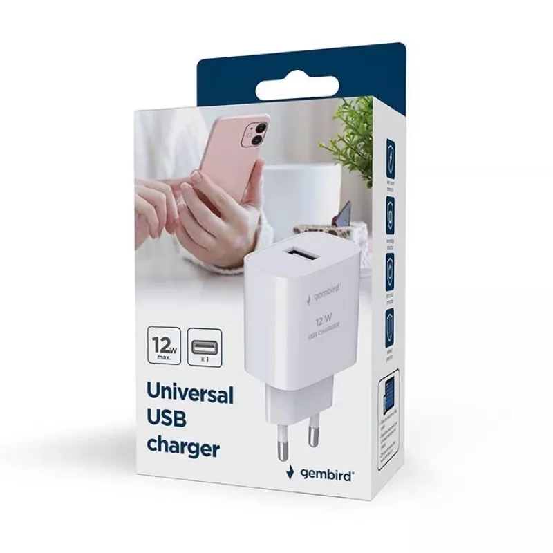 CARGADOR USB UNIVERSAL 2.4A/BLACK TA-UC-1A12-01-BK GEMBIRD