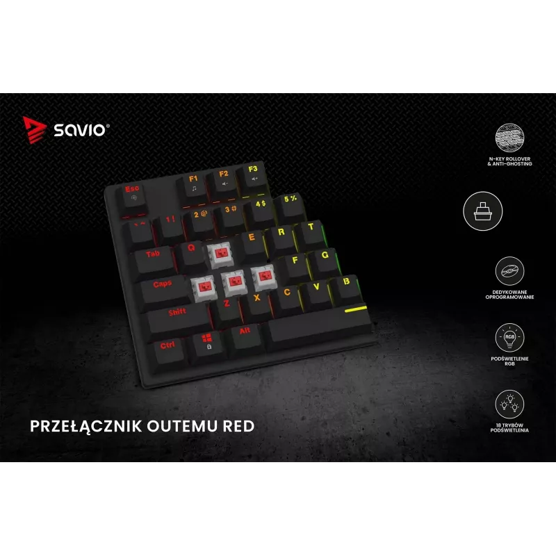 Teclado mecánico RGB Tempest X2 Outemu Red Savio Savgk-tempest X2 Red