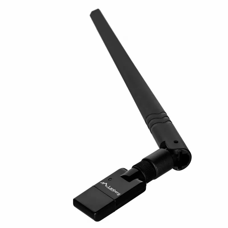 Adaptador USB Wi-Fi LANBERG NC-0300-WIE, USB 2.0, dos antenas externas de 5 dBi, Wi-Fi 300 Mbit/s, Ethernet/Wi-Fi, negro