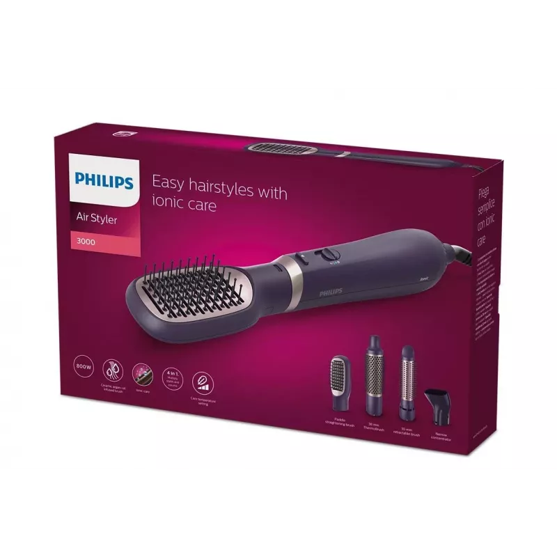 Herramienta de estilismo Philips 3000 series BHA313/00 cepillo de aire caliente Warm negro 800 W 1,8 m