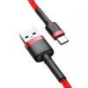 Cable USB 2.0 A a USB-C Baseus CATKLF-B09 1m QC3.0 trenzado de nailon rojo, carga rápida y sincronización de datos