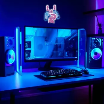 Neon Lights MANTA SNL109MT mano con gamepad cartel de neón, iluminación LED decorativa para setup gaming