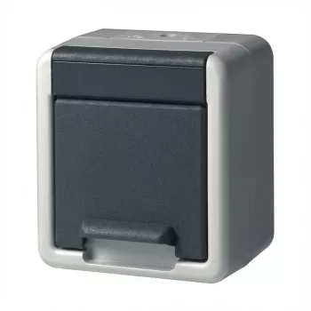 Toma de corriente Schuko de superficie GIRA 444030, individual, gris