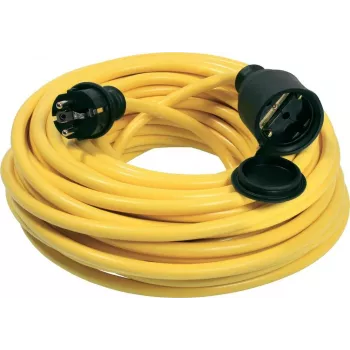 Cable alargador AS Schwabe [conector macho schuko - conector hembra schuko] amarillo 25,00 m 60351 (60351)
