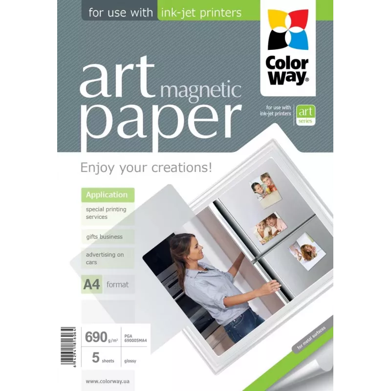 Papel fotográfico magnético ColorWay PGA690005MA4 A4 690 g/m², reverso magnético, grueso para impresiones