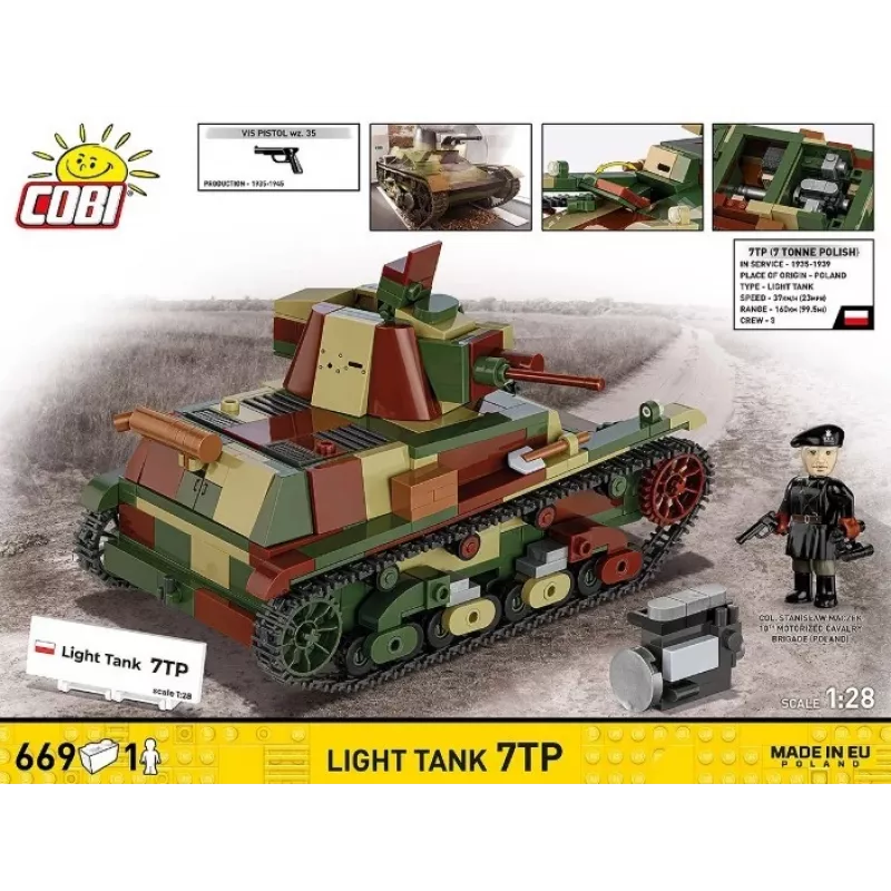 Bloques de construcción Cobi Tanque ligero 7TP modelo, 669 piezas, COBI-2661