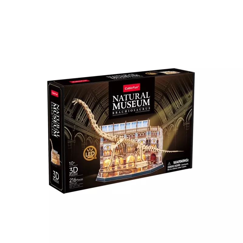 Puzle 3D LED Dante CubicFun NatMus Brachiosaurus 05447 – modelo de montaje educativo con luz LED