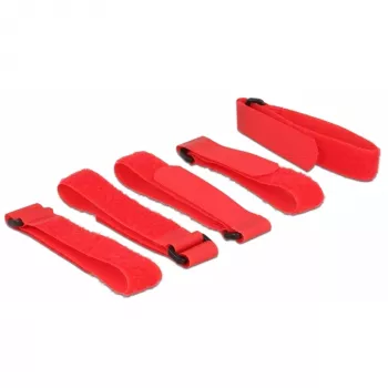 Cinta de velcro DeLOCK 18705 rojo 20 mm x 300 mm 5 unidades