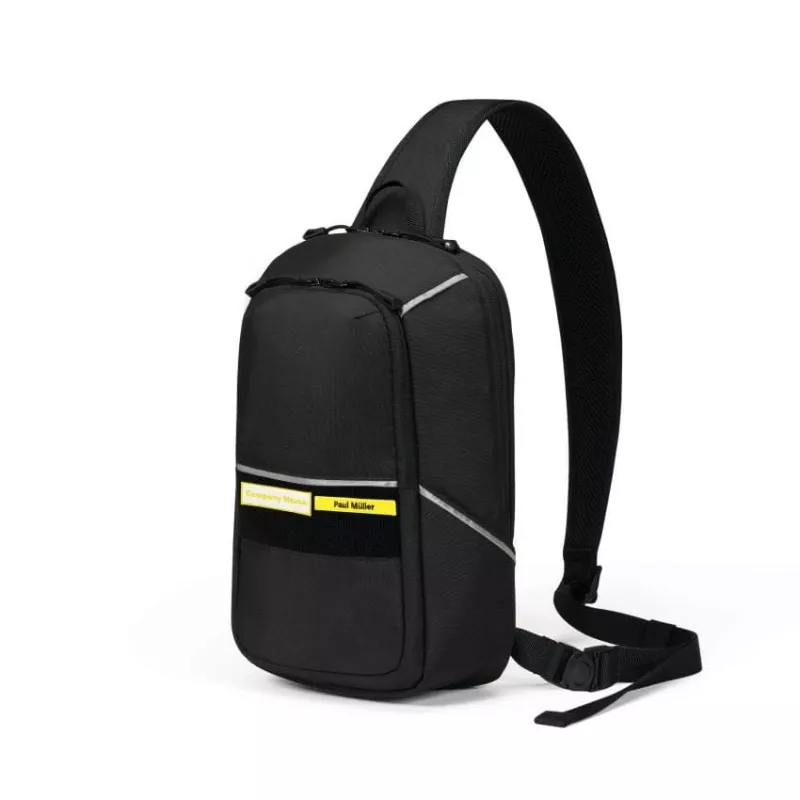 DICOTA Reflective bolso bandolera para tablet de hasta 12,9 pulgadas, 600D RPET, negro