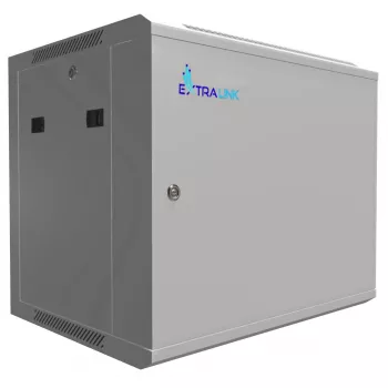 Extralink Armario rack 9U 600x450 ASP gris montaje en pared, puerta metálica