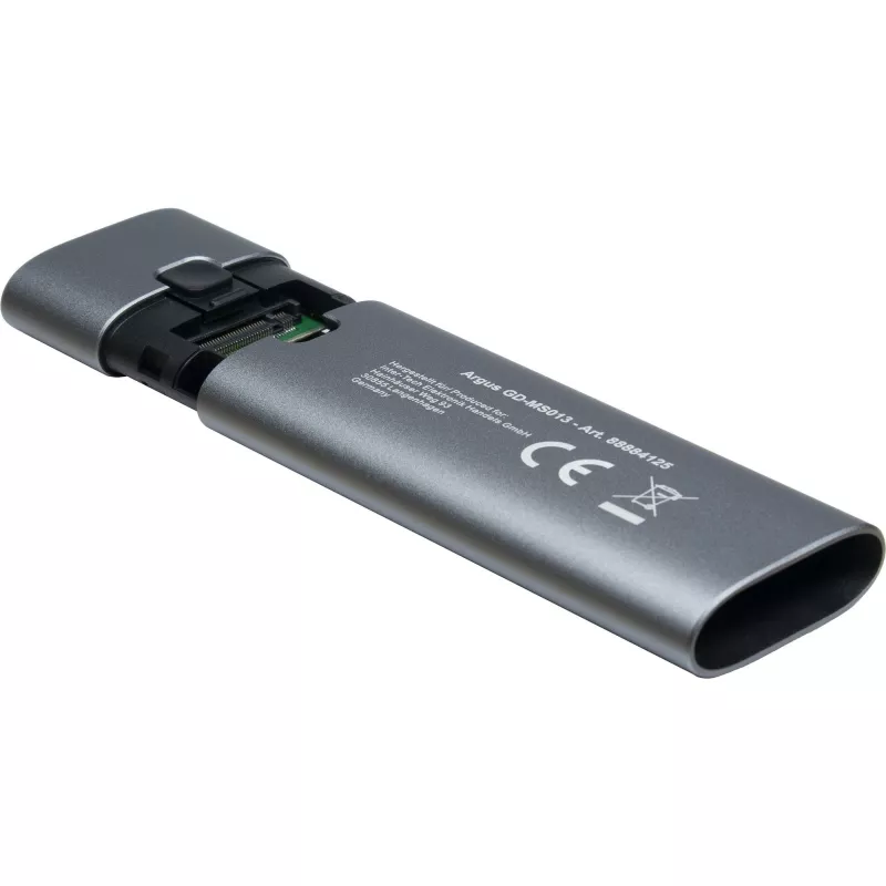 Inter-Tech GD-MS013 carcasa para unidad M.2 NVMe, USB-C 3.2 Gen 2 10 Gbit/s, 113x37x12 mm, gris