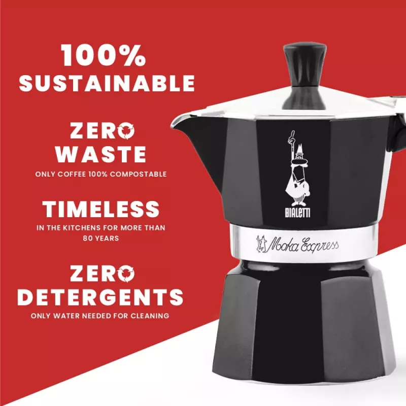 Bialetti Moka Express Cafetera moka Negro