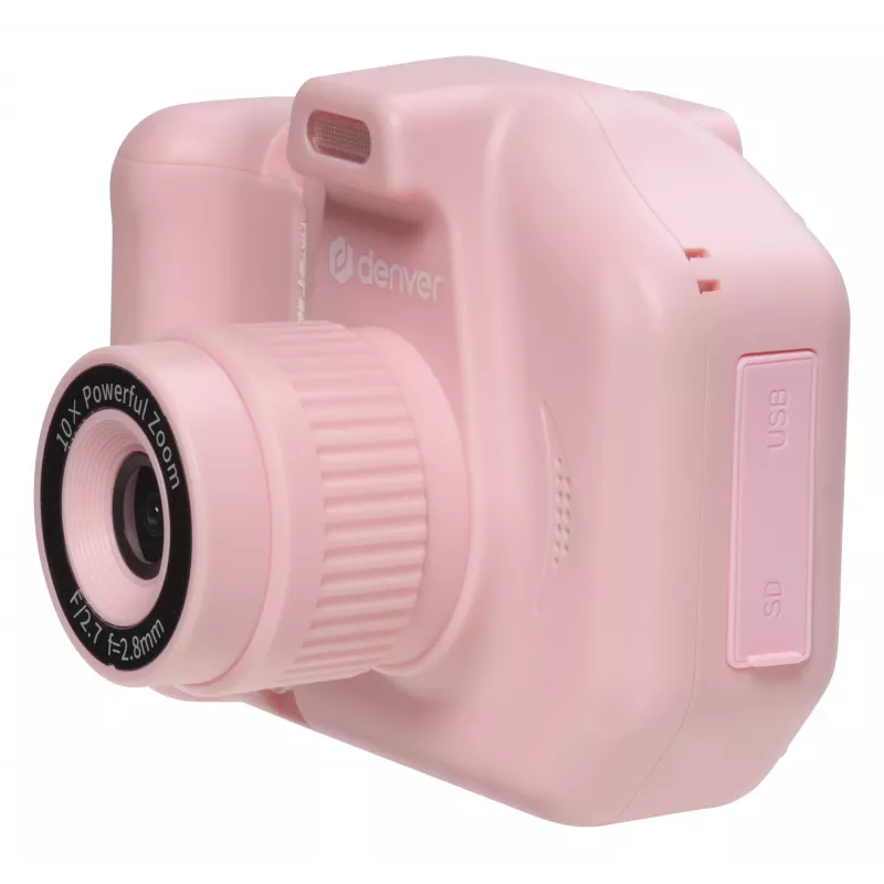Denver KPC-1370P cámara digital infantil con impresora térmica, LCD de 2,8 pulgadas, 48 MP, vídeo 1440p, rosa