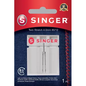Singer | Aguja doble elástica, decorativa, 4.0 80/12 1 unidad
