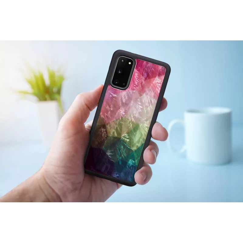 Funda protectora iKins para Samsung Galaxy S20 – estampado de flores acuáticas, negro
