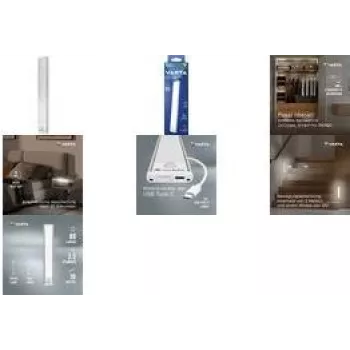 Lámpara con detector de movimiento Varta 17624101111 diseño delgado a pilas, activada por movimiento LED
