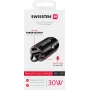 Cargador Swissten NANO smartphone negro mechero de coche carga rápida coche