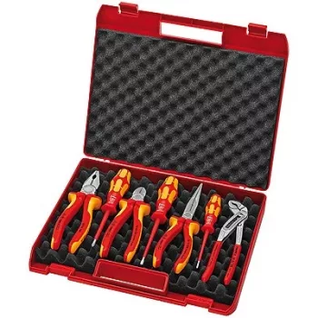 Juego de alicates/herramientas Knipex 7 piezas fundas multicomponente/estuche recubierto VDE