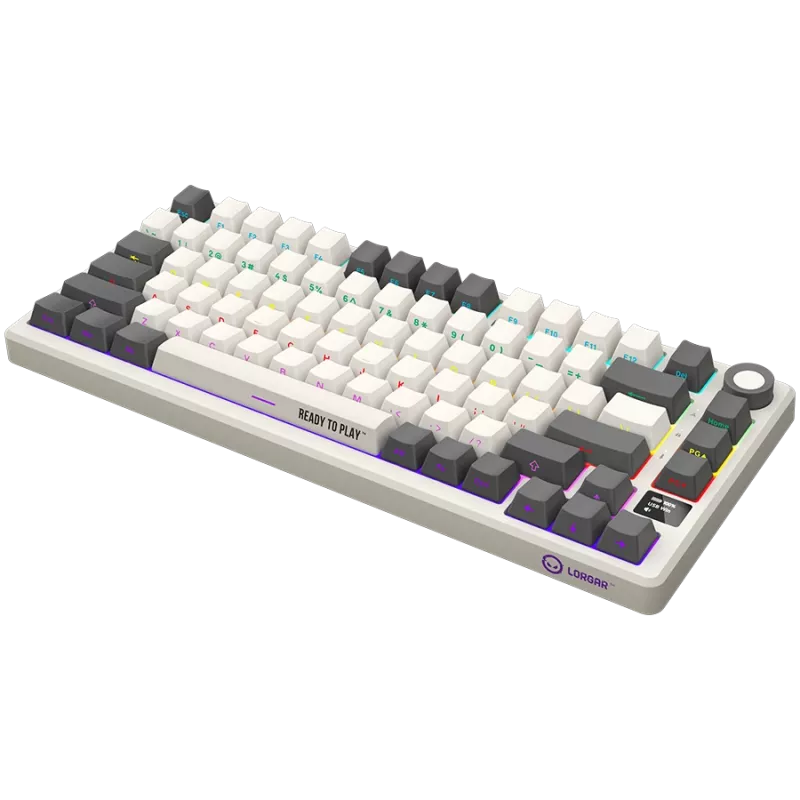 LORGAR KBP7075W, Teclado gaming mecánico 75% inalámbrico Pro, Beige, distribución EN