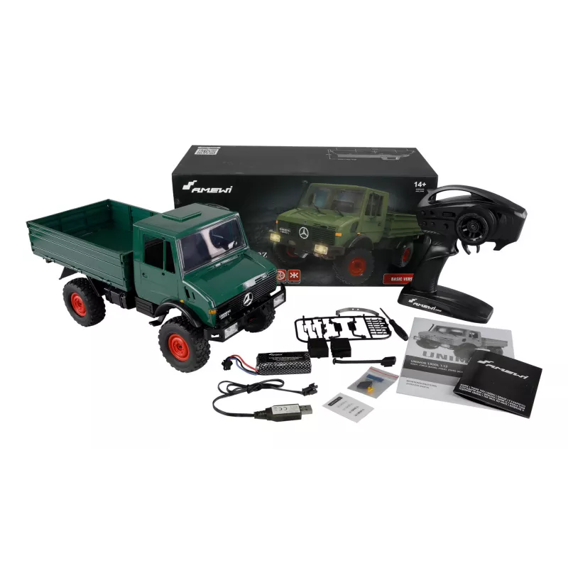 Coche RC Amewi Mercedes-Benz Unimog escala 1:12 4WD, verde
