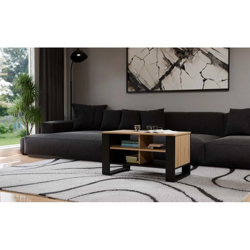 Mesa de centro top e shop Topeshop STOLIK KAWOWY ŁAWA MODERN 4P Roble Artisan Czern