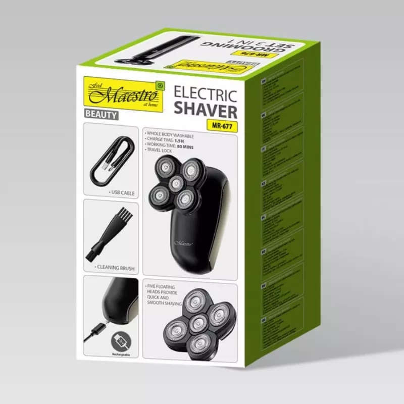 Afeitadora eléctrica Maestro MR-677 USB recargable, carcasa sumergible
