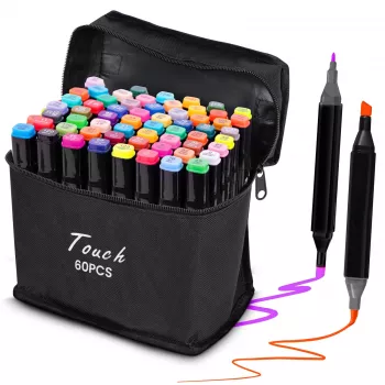 Set de rotuladores Extralink MARKERY 60SZT — 60 unidades, puntas de pincel y redondas, colores negro/coral/mint/moka/sky