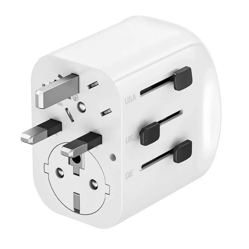 Adaptador de viaje GEMBIRD TPA-EU2A1C15-01-W – 15W, conector Type-E, 2× USB-A + 1× USB-C, 100–250V