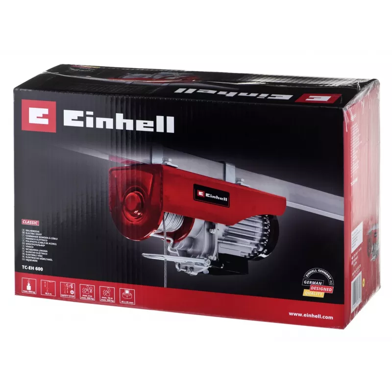Einhell TC-EH 600 2255150 polipasto eléctrico de cable, 1050 W, 600 kg, 8 m/min, rojo