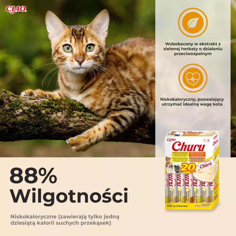 Snacks para gatos INABA Churu caja surtida — Pollo y ternera, 20 x 14 g tubos