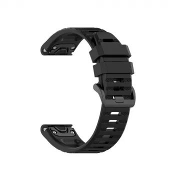 Correa de silicona FIXED para Garmin QuickFit 26mm Negro — correa de reloj de repuesto 26 mm