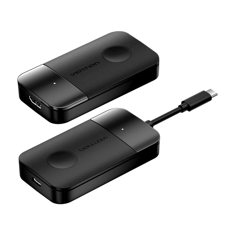 Transmisor/receptor inalámbrico USB-C a HDMI Vention ADOBB — 4K@30Hz, 1×HDMI, cable USB-C 1 m, negro