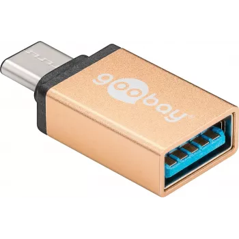 Wentronic Goobay Adaptador USB-C™ - conector hembra USB 3.0 A, dorado - para la conexión entre dispositivos USB-C™ y USB-A (56622)