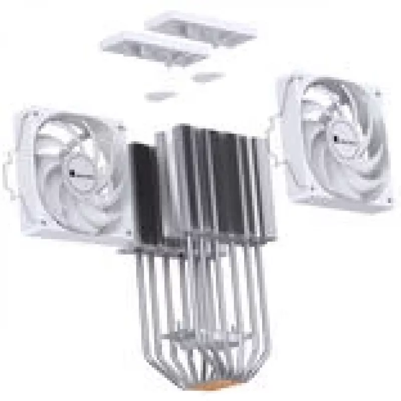 Ventilador de CPU Jonsbo CR-3000E Dual-Tower ARGB White, disipador de aire de doble torre con iluminación ARGB