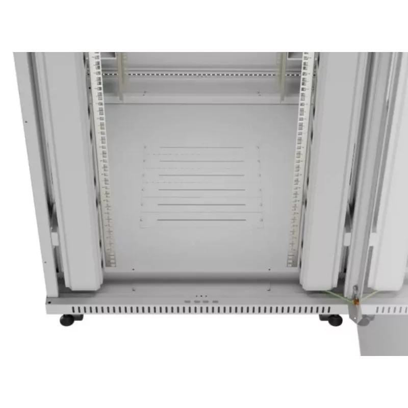 Armario rack LANBERG FF01-8047-12SL 47U 800x1000 mm gris con puertas de cristal delanteras y traseras y espacio para panel LCD