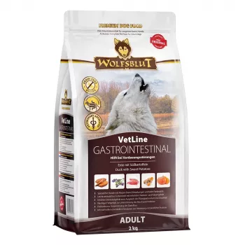 Pienso para perros Wolfsblut VetLine Gastrointestinal pato 2 kg — dieta veterinaria para favorecer la digestión, 20 % proteína, 10 % grasa