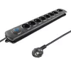 Protector de sobretensión Qoltec 50113 negro 8 salidas AC 230 V 1,8 m
