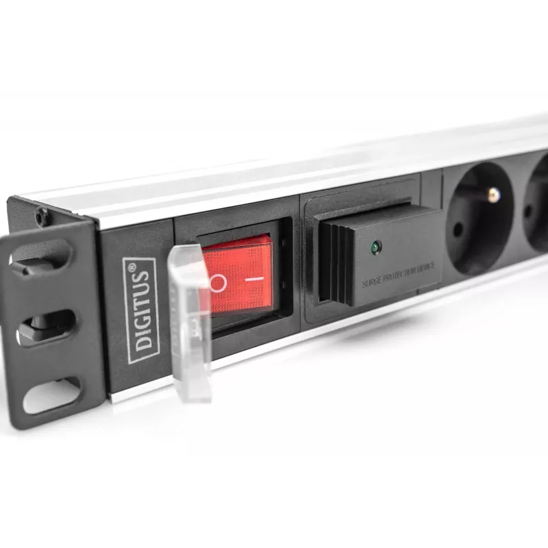 Regleta de enchufes Digitus con perfil de aluminio 7 tomas CEE 7/5 cable de 2 m