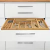 Organizador de cajón de cubiertos GreenBlue GB379, bandeja de bambú con compartimentos, acabado natural