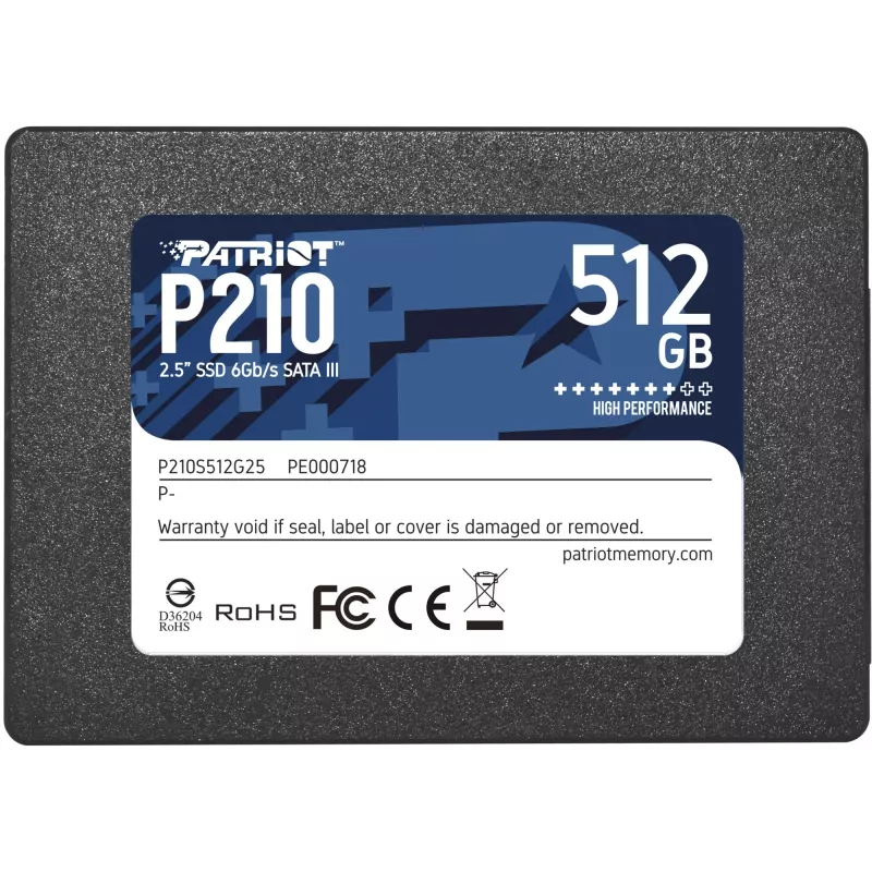 SSD SATA III de 2,5 pulgadas PATRIOT P210 512 GB – 500 MB/s lectura, 400 MB/s escritura
