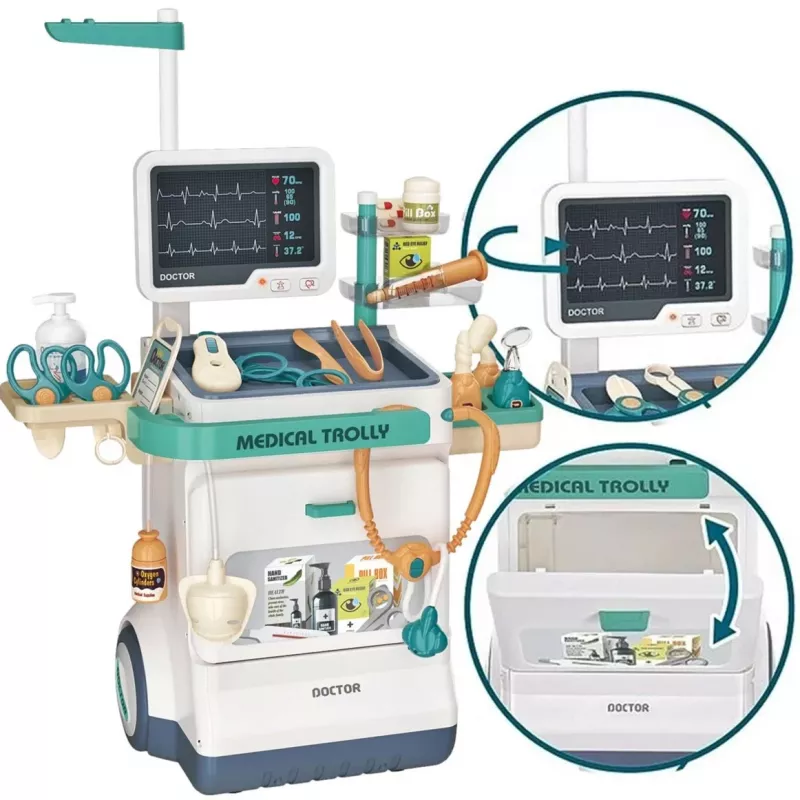 Extralink Toys set de juego interactivo de médico, carrito médico grande de juguete