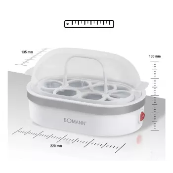 Huevos cocidos Bomann EK 5022 CB 6 huevos 400 W plata transparente blanco