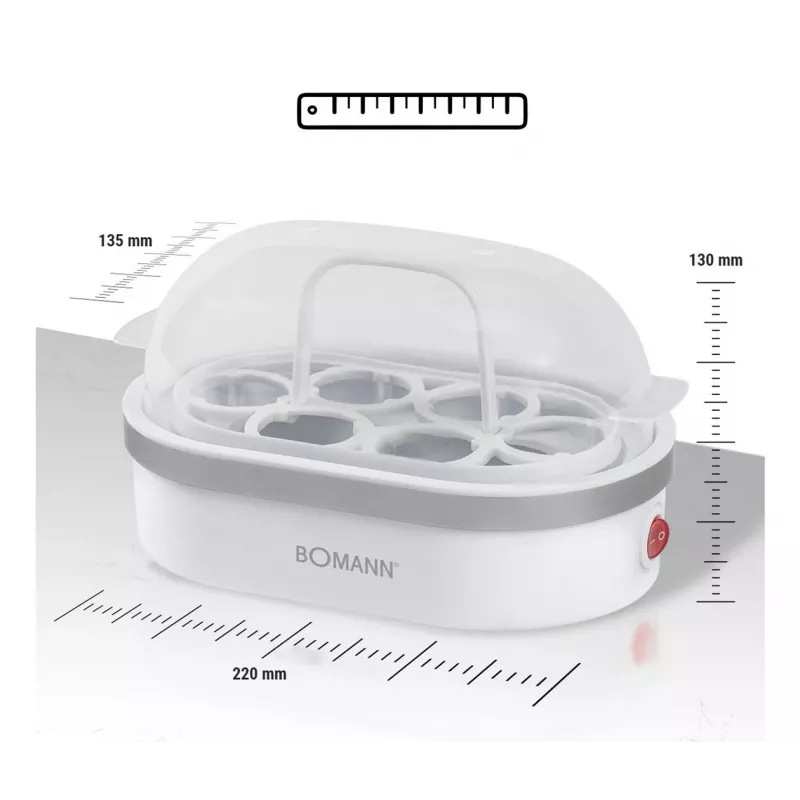 Huevos cocidos Bomann EK 5022 CB 6 huevos 400 W plata transparente blanco