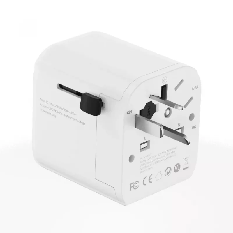 Adaptador de viaje universal GEMBIRD TPA-EU2A12-01-W 12W fuente de alimentación USB para tomas internacionales