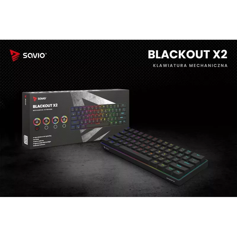Teclado mecánico SAVIO BLACKOUT X2 OUTEMU Red, Hot Swap