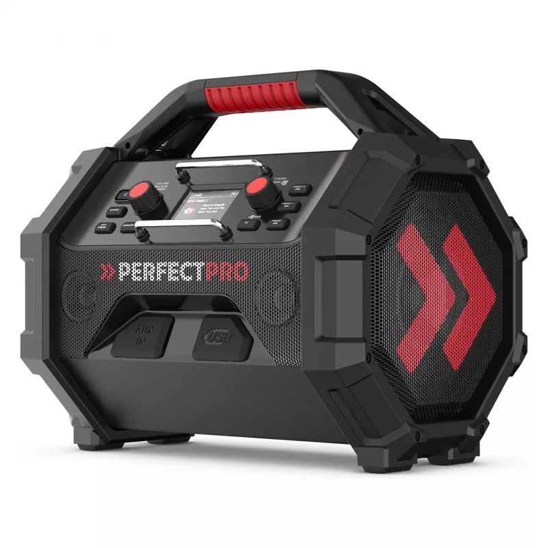 Radio de obra portátil PerfectPro ROCKTAGON 18V — radio de obra a batería