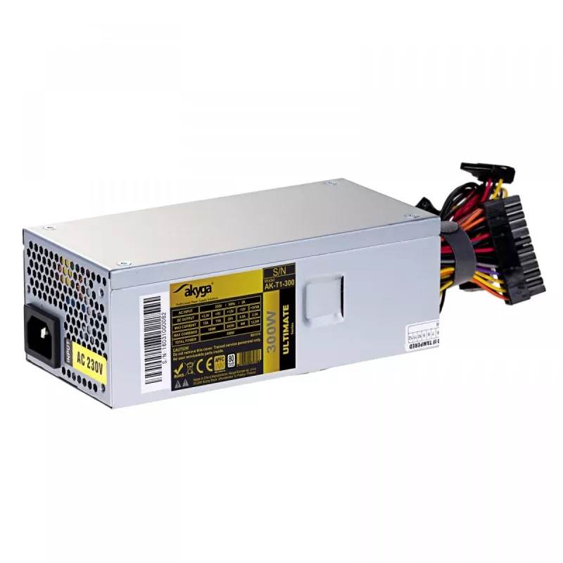 Fuente de alimentación TFX Akyga AK-T1-300 300 W, PFC activo, ventilador de 80 mm