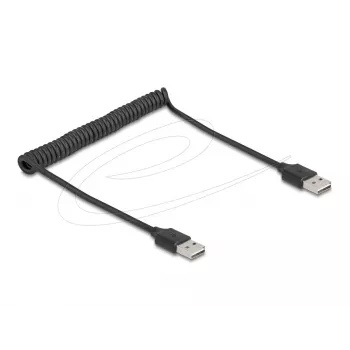 Cable espiral DeLOCK EASY-USB 2.0 Type-A macho a Type-A macho 0,5 m a 0,8 m negro